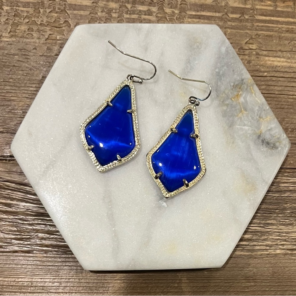 Kendra Scott Alex Earrings in Cobalt Blue and Gold